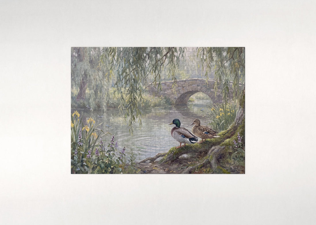Mallard Pair Under the Willow jigsaw puzzle - gift box