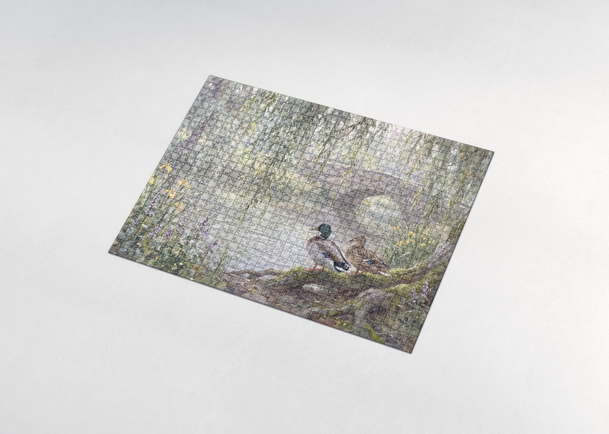 Mallard Pair Under the Willow jigsaw puzzle - assembled puzzle