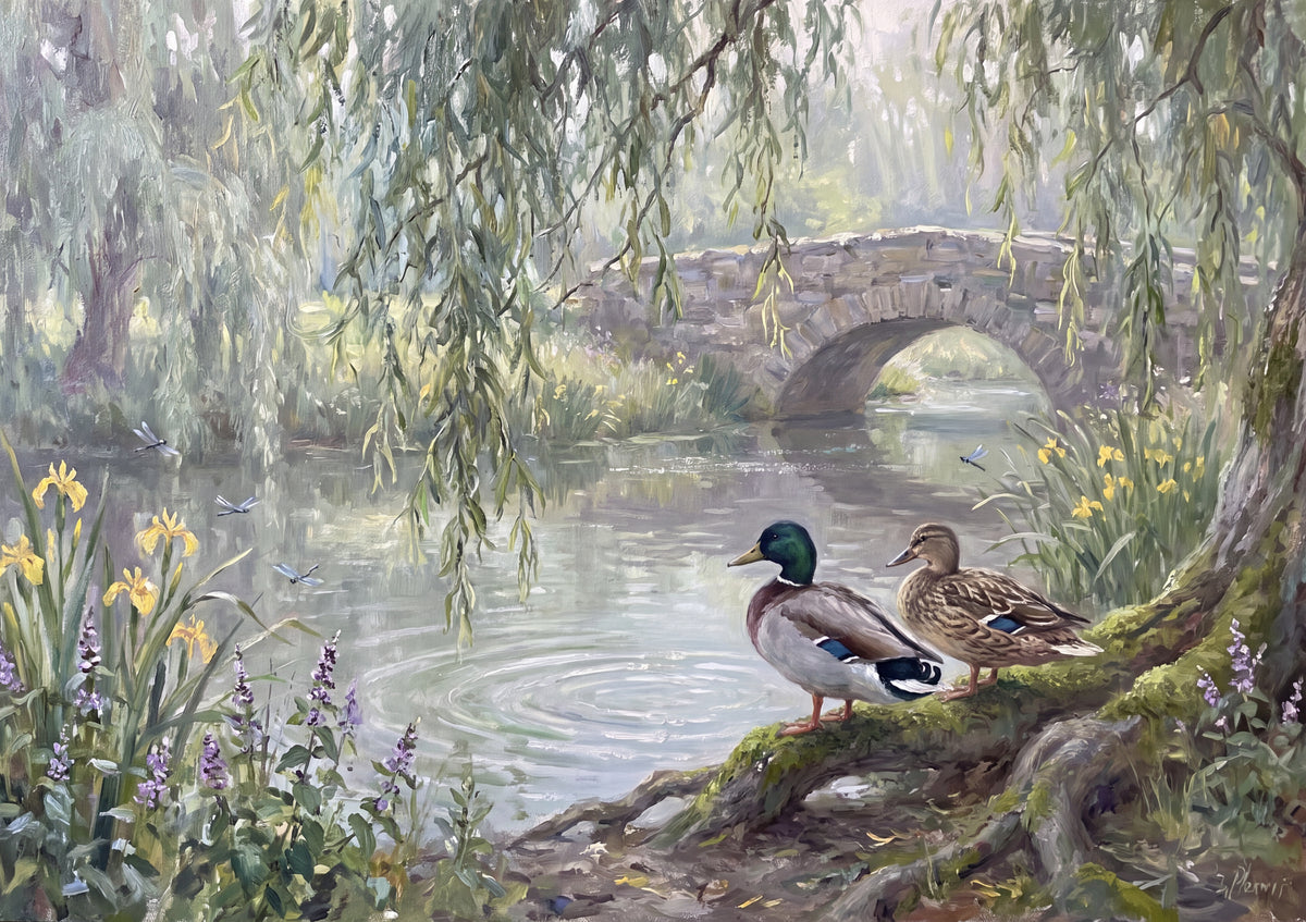 Mallard Pair Under the Willow jigsaw puzzle