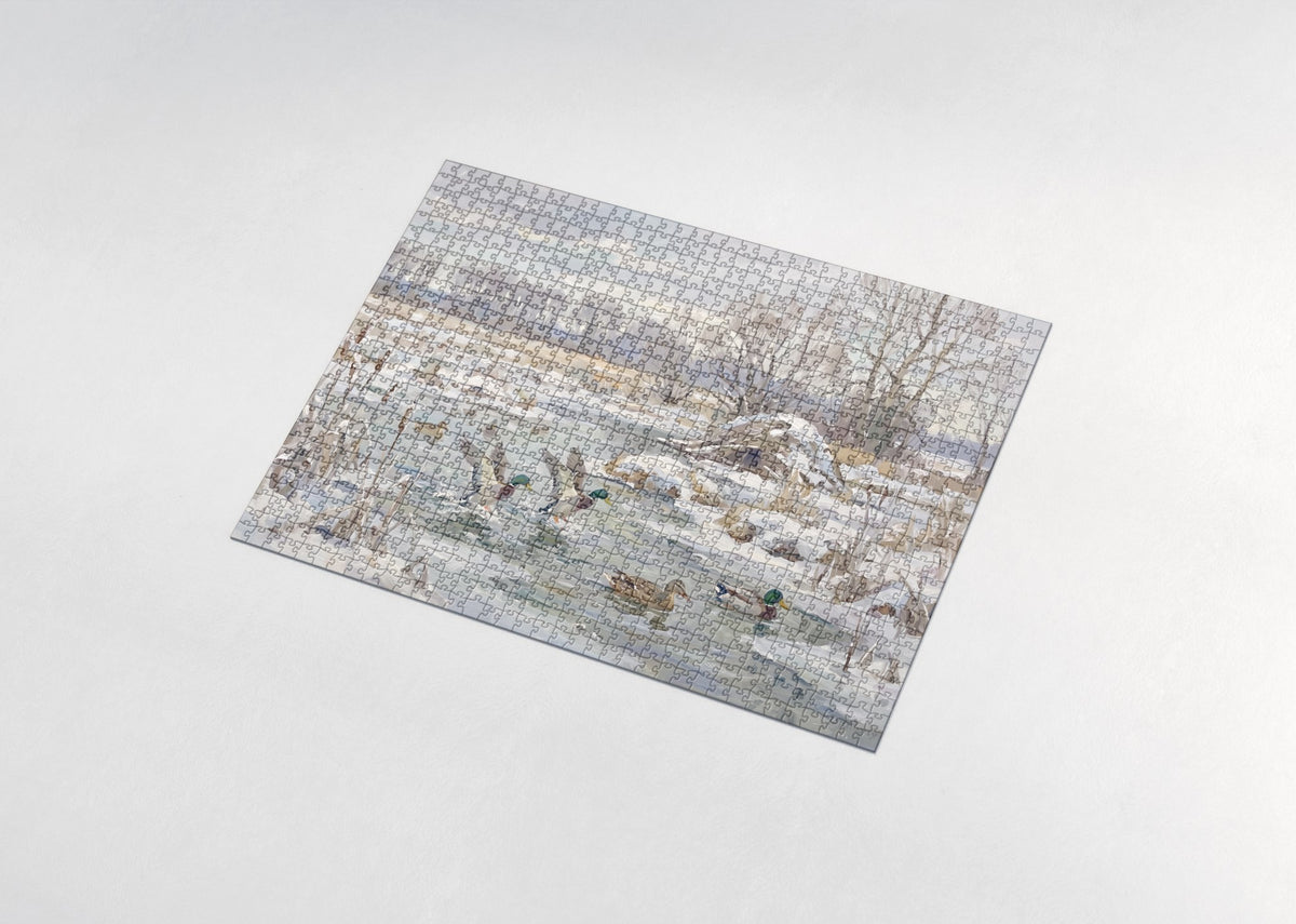 Mallards Landing at the Winter Marsh jigsaw puzzle - assembled puzzle
