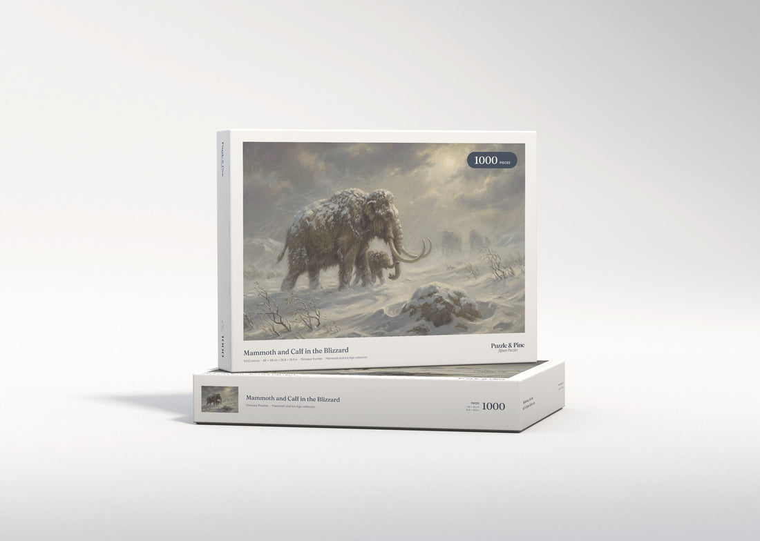 Mammoth and Calf in the Blizzard jigsaw puzzle - gift box