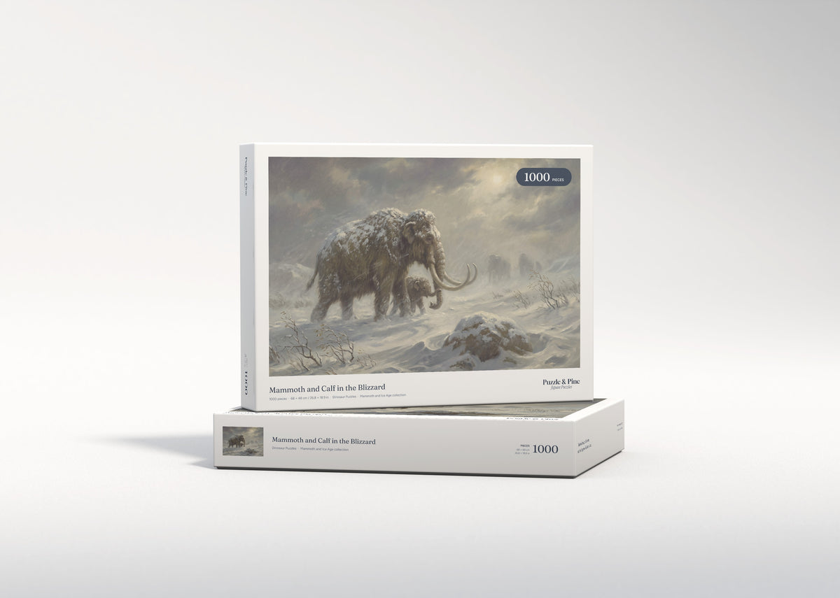 Mammoth and Calf in the Blizzard jigsaw puzzle - gift box