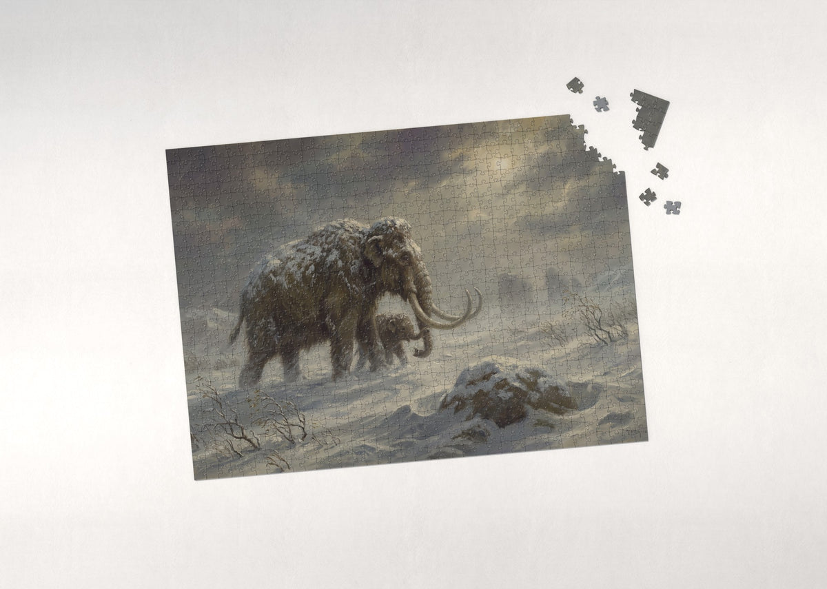 Mammoth and Calf in the Blizzard jigsaw puzzle - puzzle with loose pieces