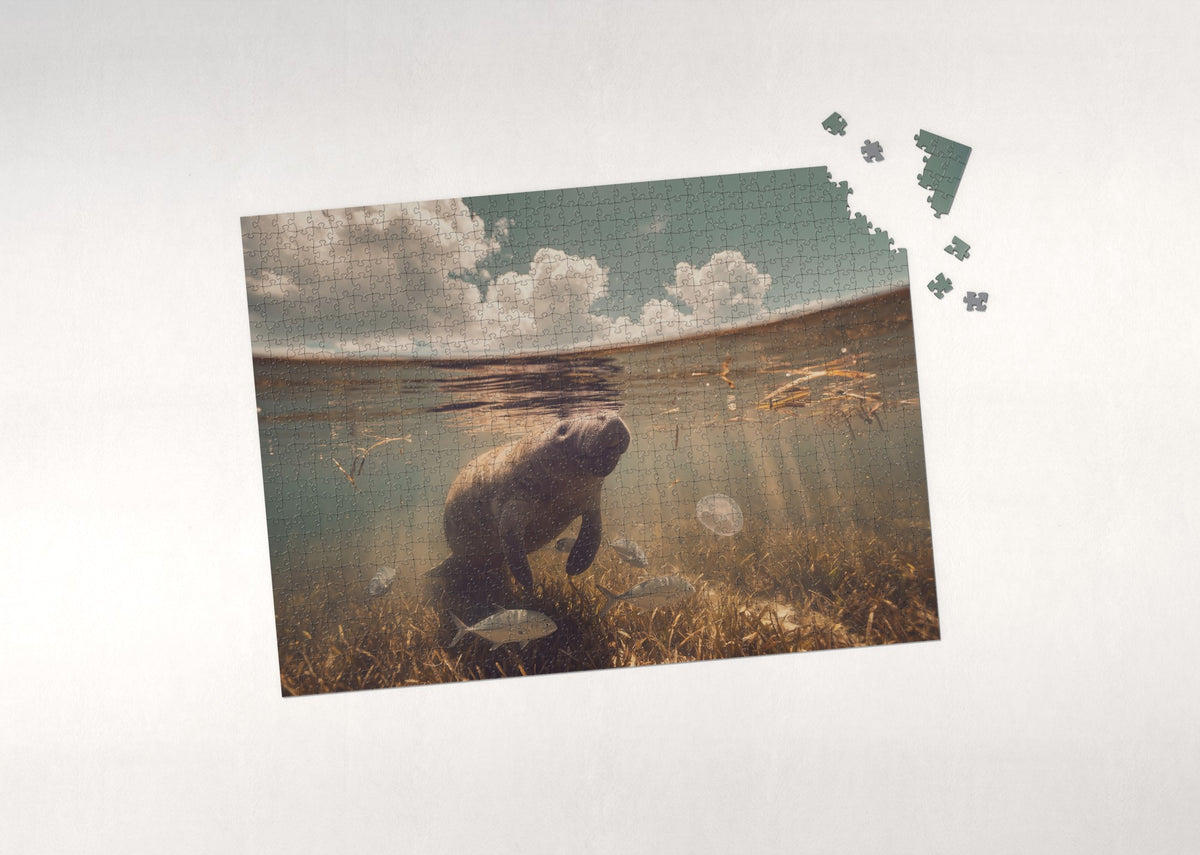 Manatee at the Sunlit Surface jigsaw puzzle - puzzle with loose pieces