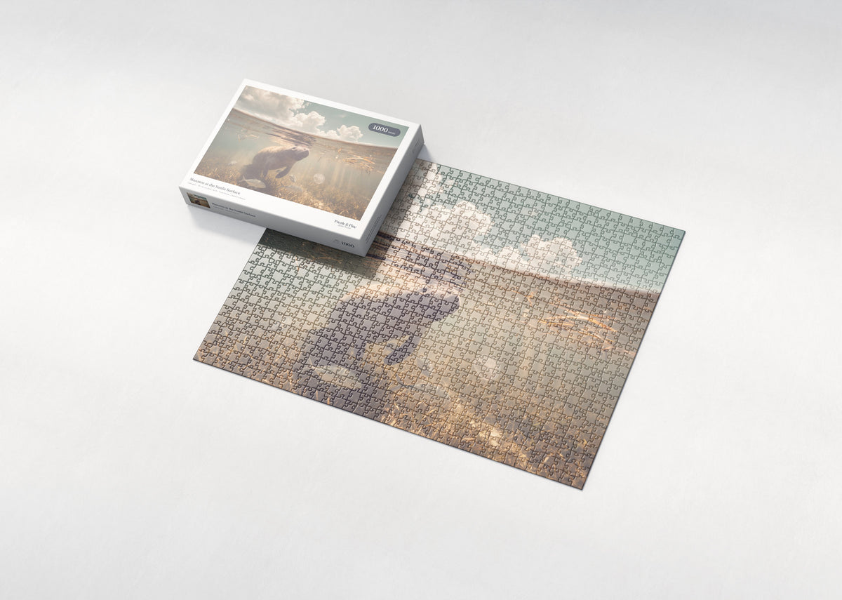 Manatee at the Sunlit Surface jigsaw puzzle - box and puzzle