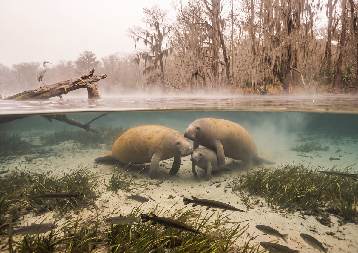 Manatee Family in the Winter Springs jigsaw puzzle