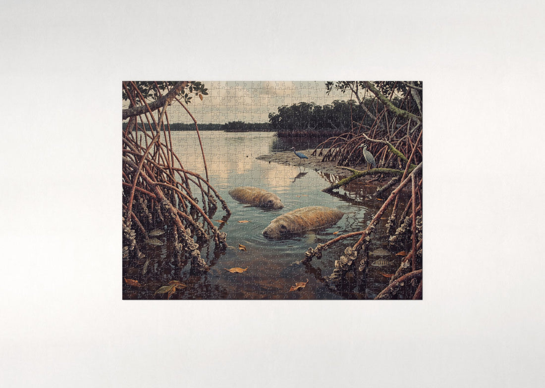 Manatees in the Florida Mangroves jigsaw puzzle - gift box