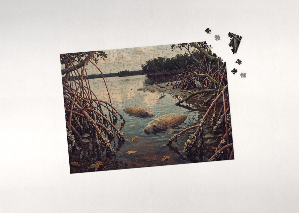 Manatees in the Florida Mangroves jigsaw puzzle - puzzle with loose pieces