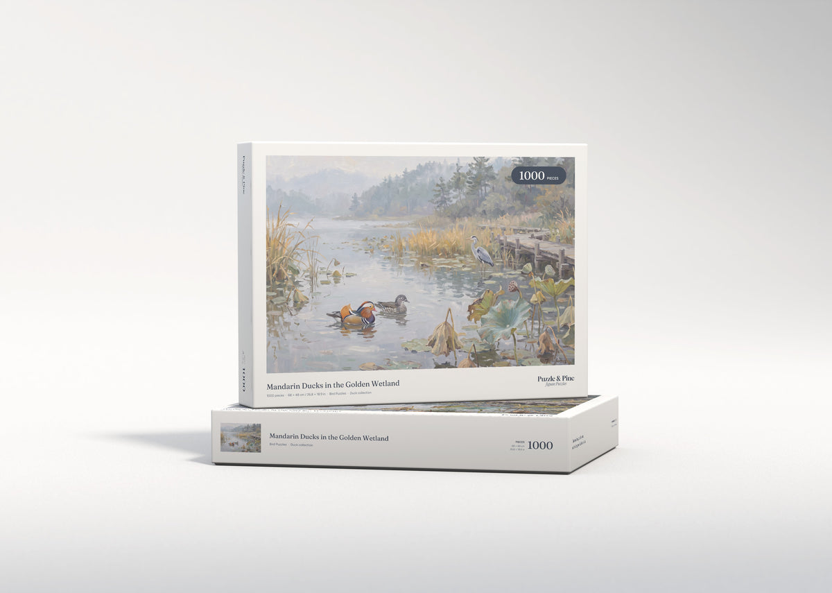 Mandarin Ducks in the Golden Wetland jigsaw puzzle - gift box