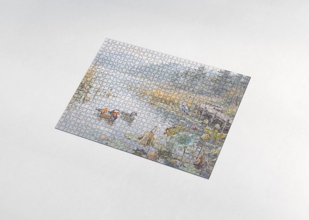 Mandarin Ducks in the Golden Wetland jigsaw puzzle - assembled puzzle