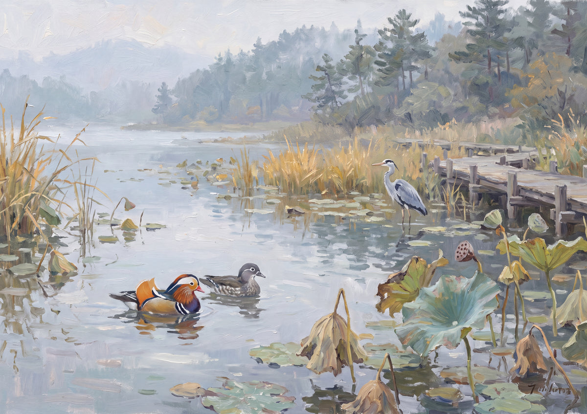 Mandarin Ducks in the Golden Wetland jigsaw puzzle