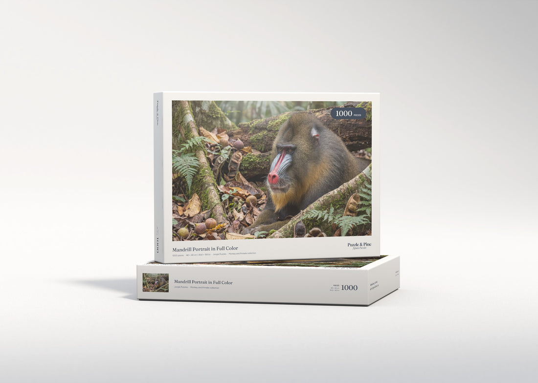 Mandrill Portrait in Full Color jigsaw puzzle - gift box