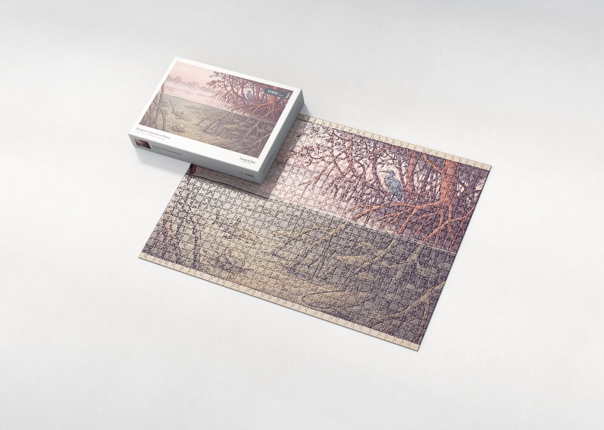 Mangrove Nursery at Dawn jigsaw puzzle - box and puzzle