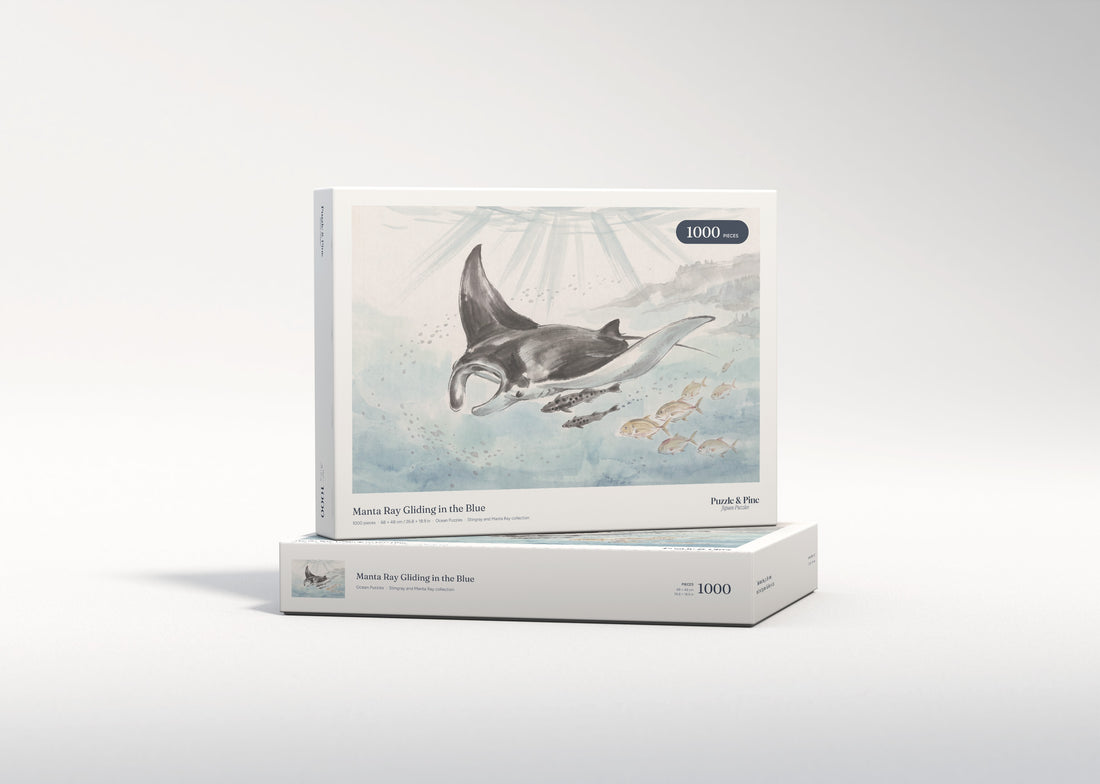 Manta Ray Gliding in the Blue jigsaw puzzle - gift box