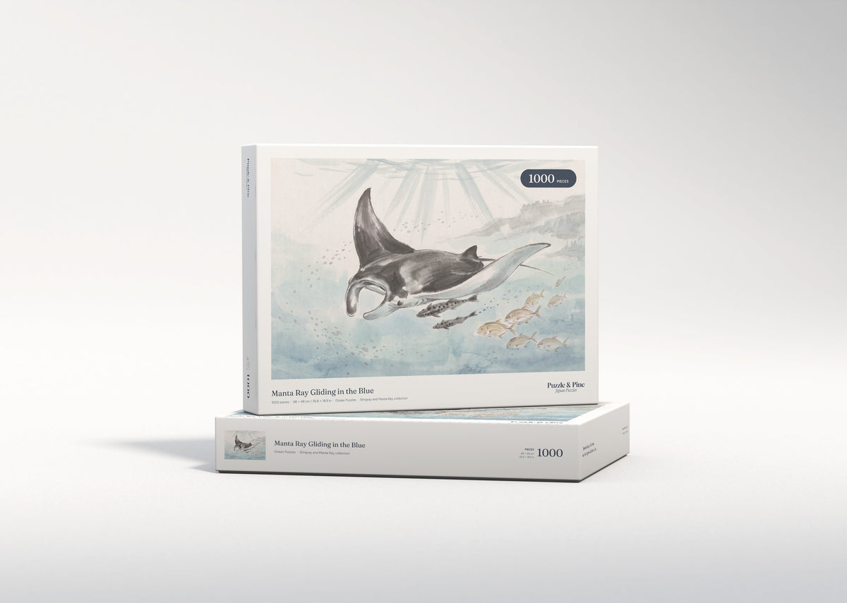 Manta Ray Gliding in the Blue jigsaw puzzle - gift box
