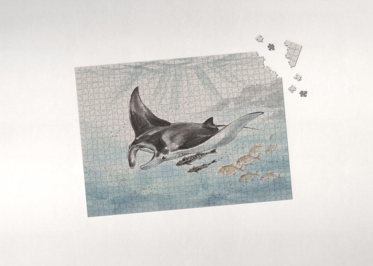 Manta Ray Gliding in the Blue jigsaw puzzle - puzzle with loose pieces