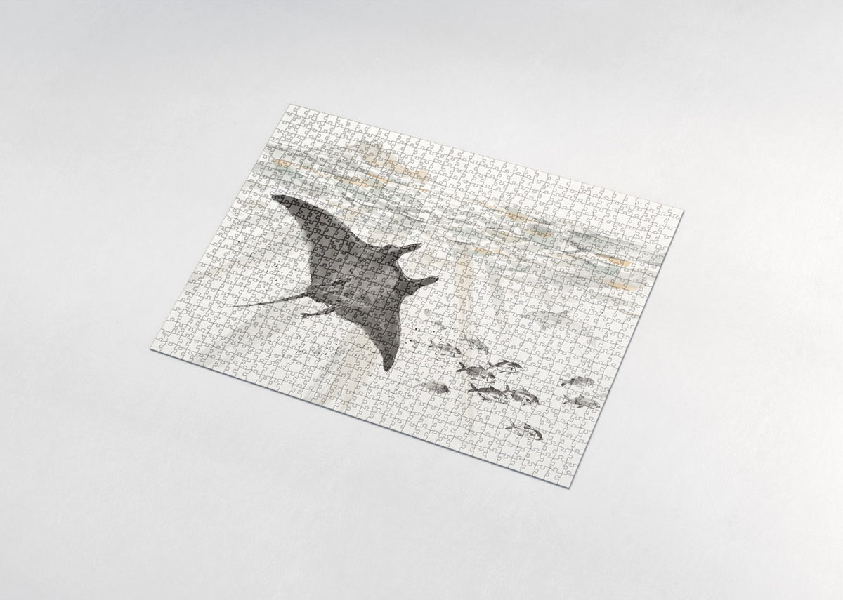 Manta Ray Silhouette at the Surface jigsaw puzzle - assembled puzzle