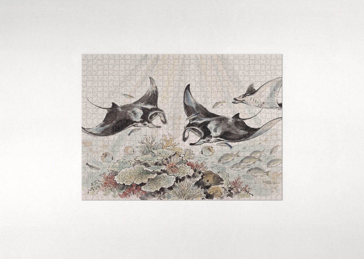 Manta Rays at the Cleaning Station jigsaw puzzle - flat puzzle