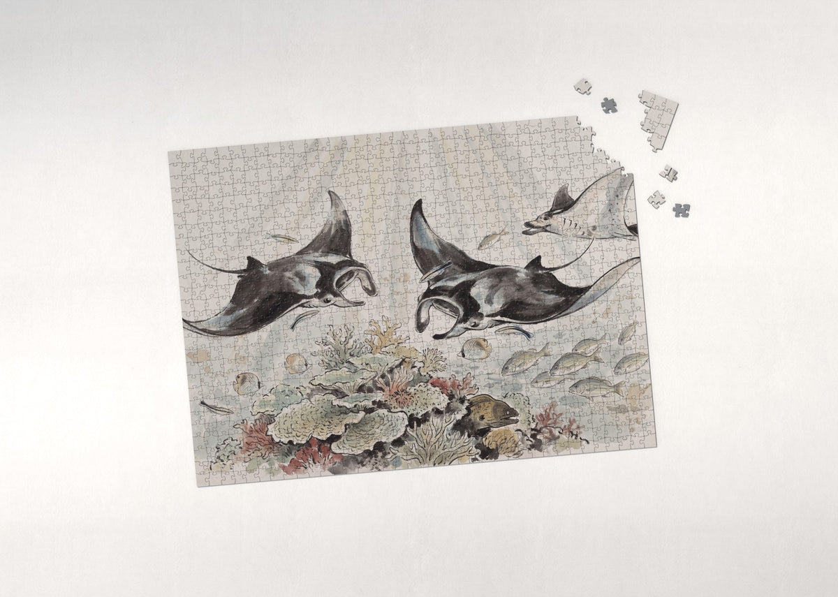 Manta Rays at the Cleaning Station jigsaw puzzle - puzzle with loose pieces