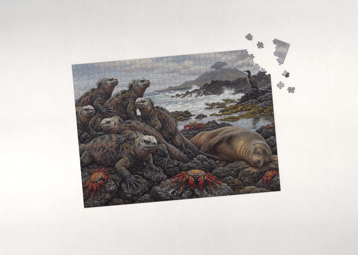 Marine Iguanas of the Galapagos jigsaw puzzle - puzzle with loose pieces
