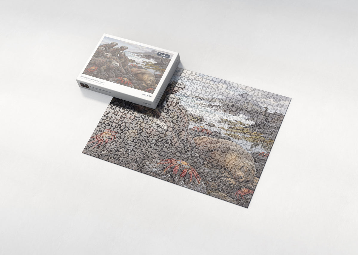 Marine Iguanas of the Galapagos jigsaw puzzle - box and puzzle
