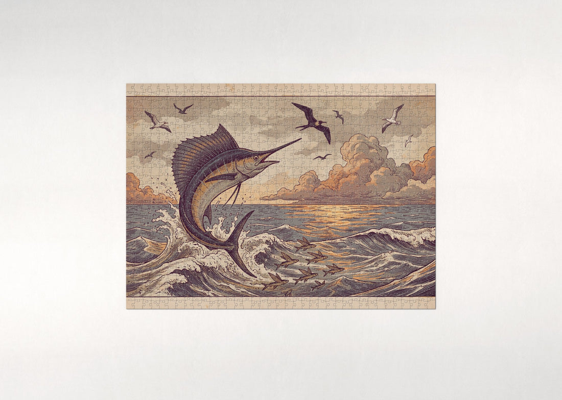 Marlin Leaping at the Surface jigsaw puzzle - gift box