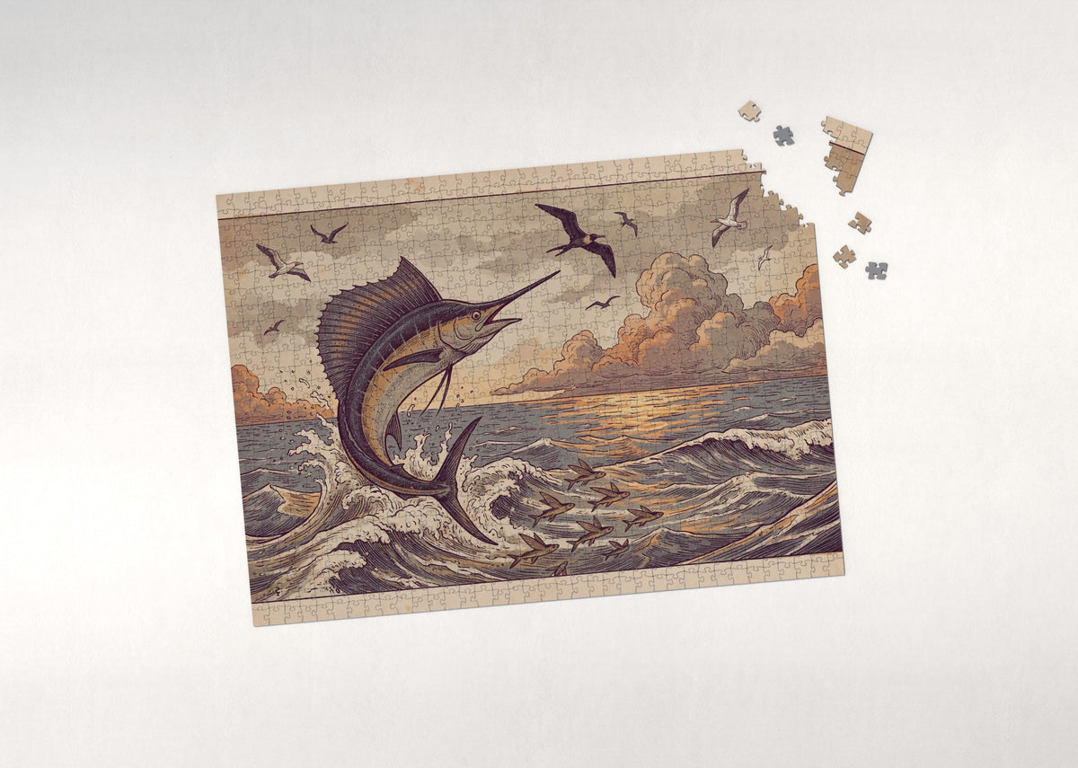 Marlin Leaping at the Surface jigsaw puzzle - puzzle with loose pieces
