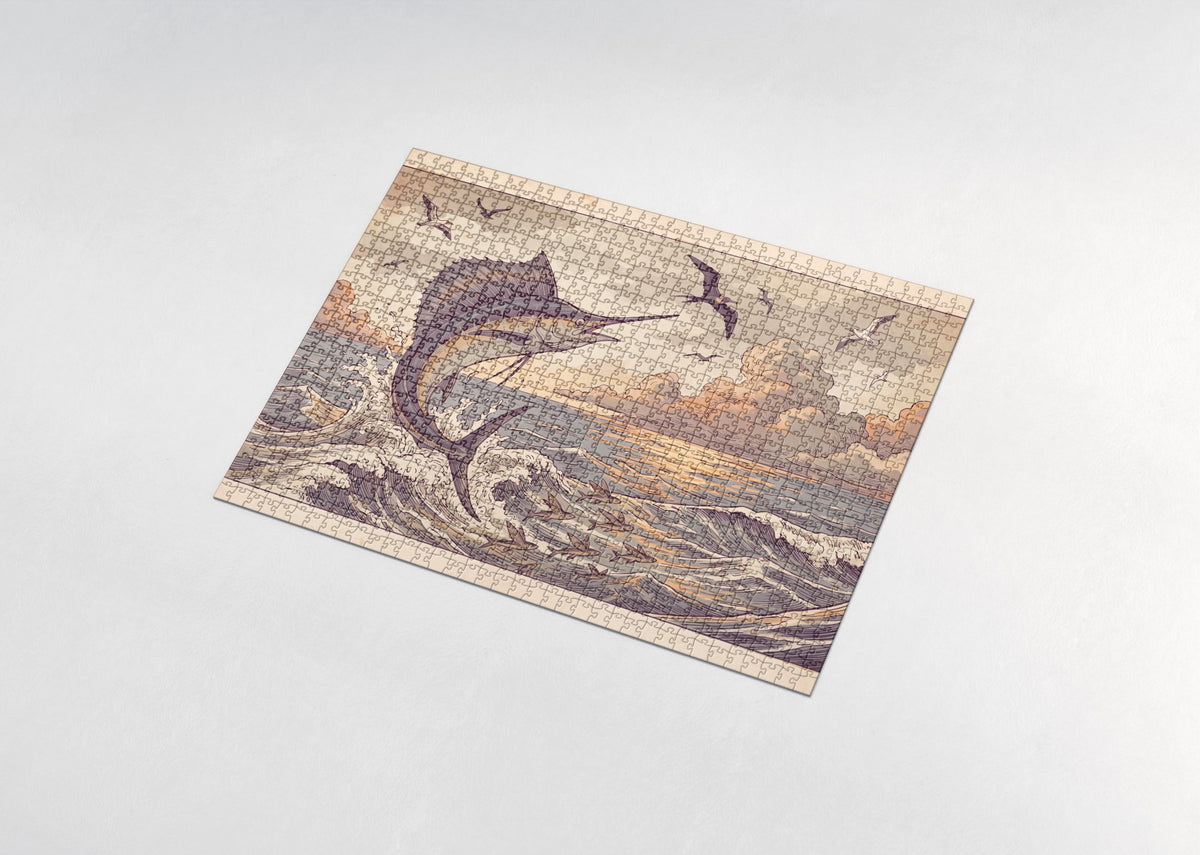 Marlin Leaping at the Surface jigsaw puzzle - assembled puzzle