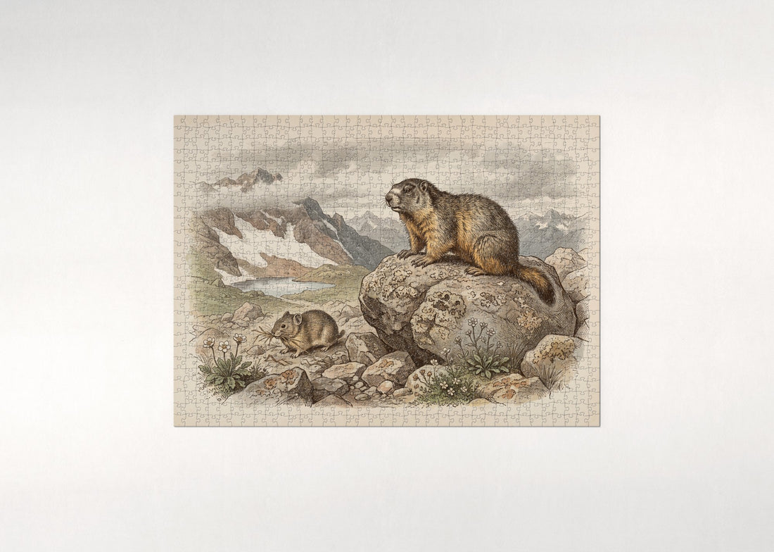 Marmot on the Mountain Rocks jigsaw puzzle - gift box