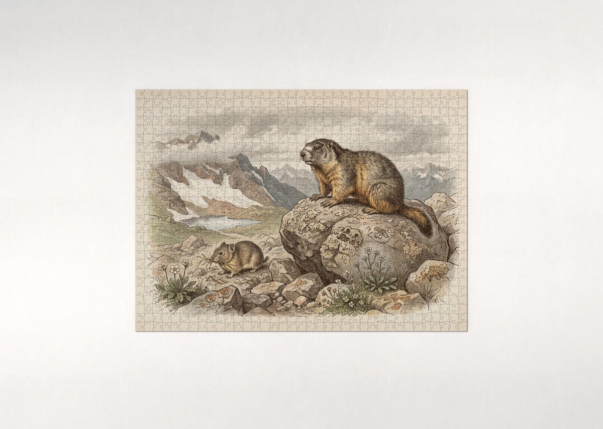 Marmot on the Mountain Rocks jigsaw puzzle - flat puzzle