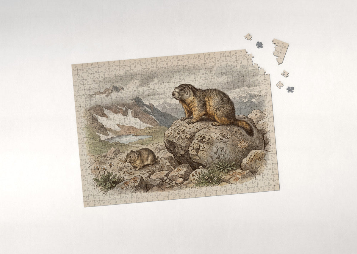 Marmot on the Mountain Rocks jigsaw puzzle - puzzle with loose pieces