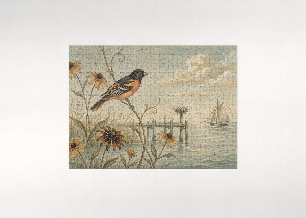Maryland State Bird and Flower: Baltimore Oriole and Black Eyed Susan jigsaw puzzle - flat puzzle