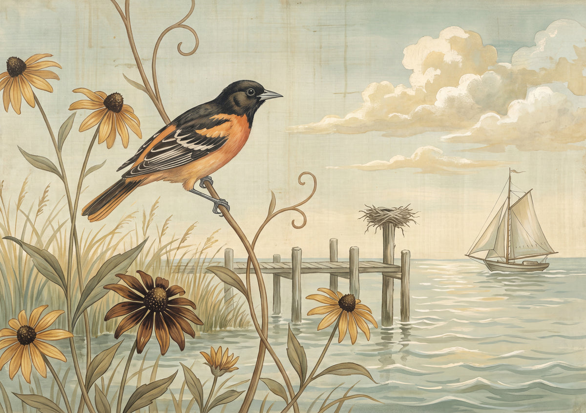 Maryland State Bird and Flower: Baltimore Oriole and Black Eyed Susan jigsaw puzzle