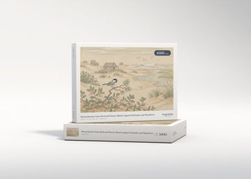 Massachusetts State Bird and Flower: Black Capped Chickadee and Mayflower jigsaw puzzle - gift box