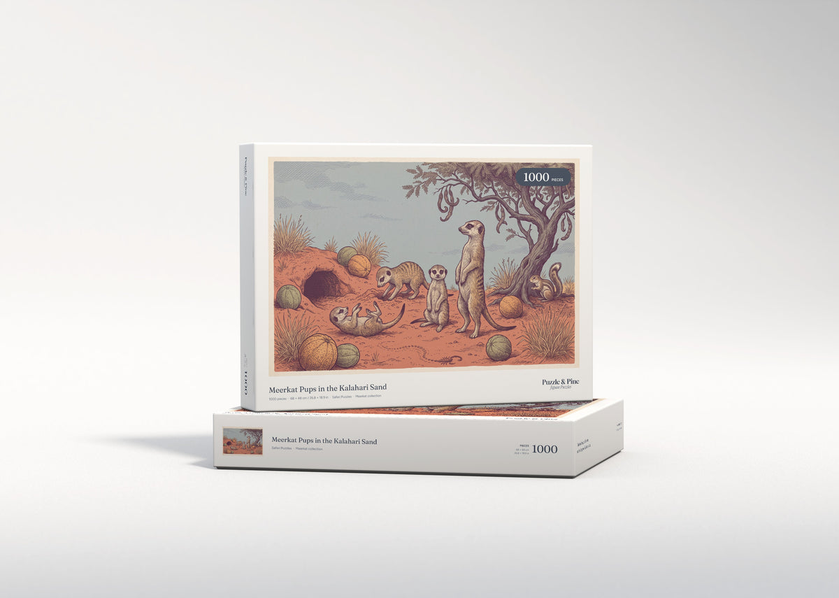 Meerkat Pups in the Kalahari Sand jigsaw puzzle - gift box