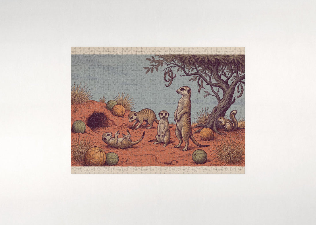 Meerkat Pups in the Kalahari Sand jigsaw puzzle - gift box