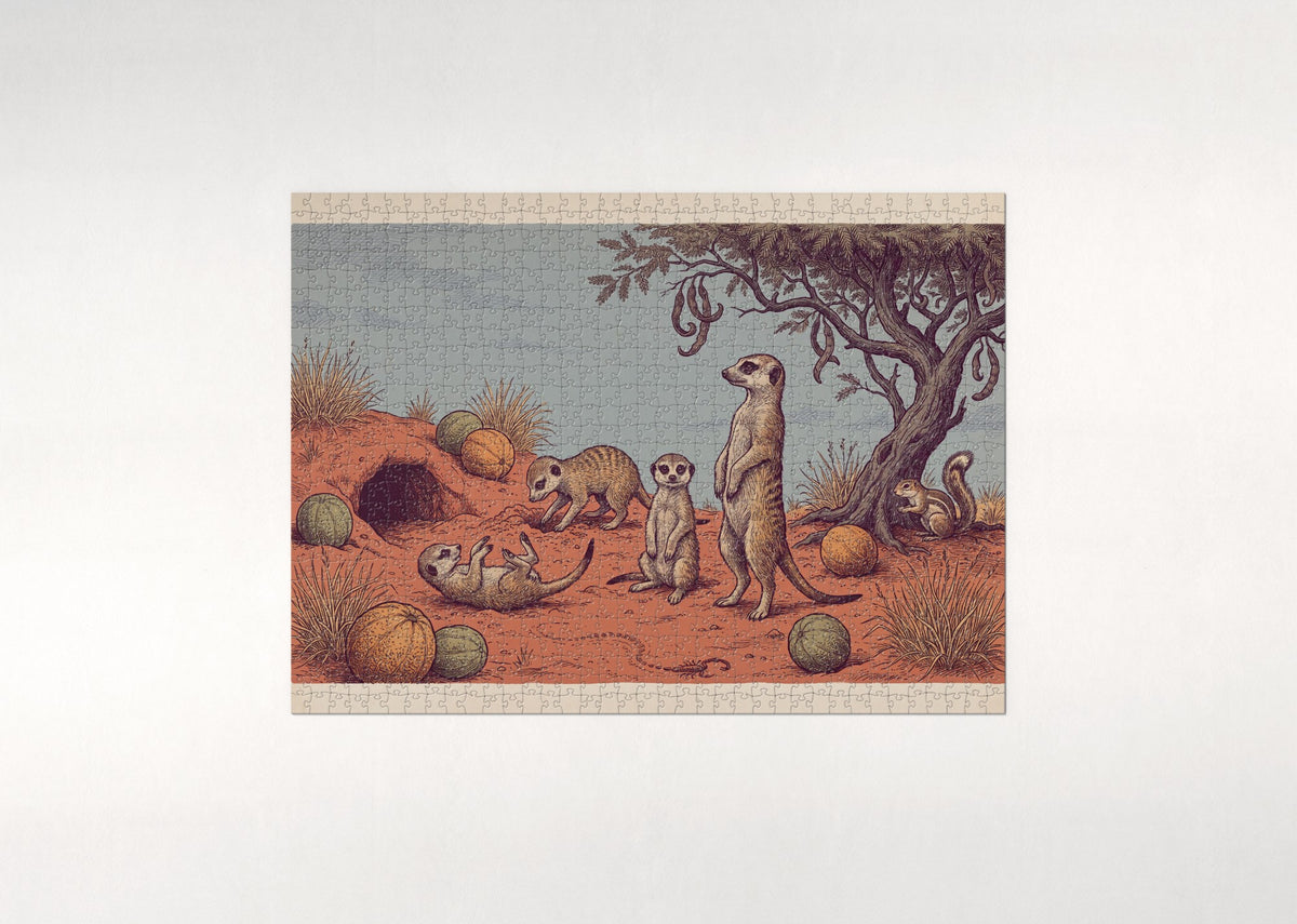 Meerkat Pups in the Kalahari Sand jigsaw puzzle - flat puzzle