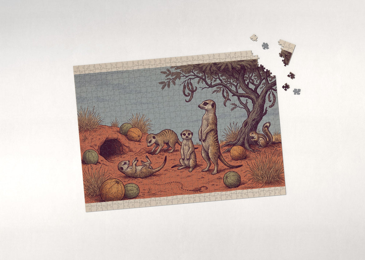 Meerkat Pups in the Kalahari Sand jigsaw puzzle - puzzle with loose pieces