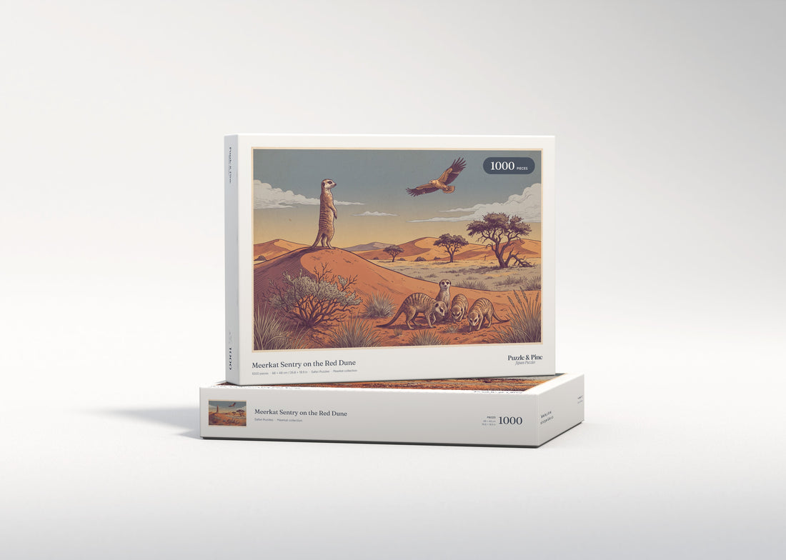 Meerkat Sentry on the Red Dune jigsaw puzzle - gift box