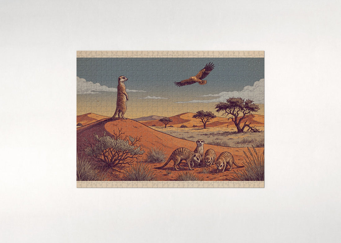 Meerkat Sentry on the Red Dune jigsaw puzzle - gift box
