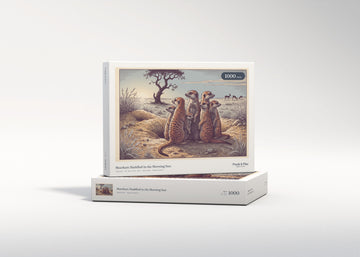 Meerkats Huddled in the Morning Sun jigsaw puzzle - gift box