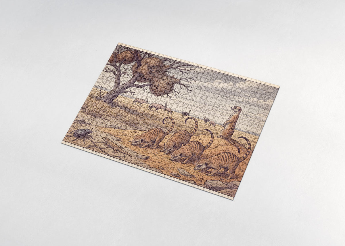 Meerkats in the Kalahari Grass jigsaw puzzle - assembled puzzle