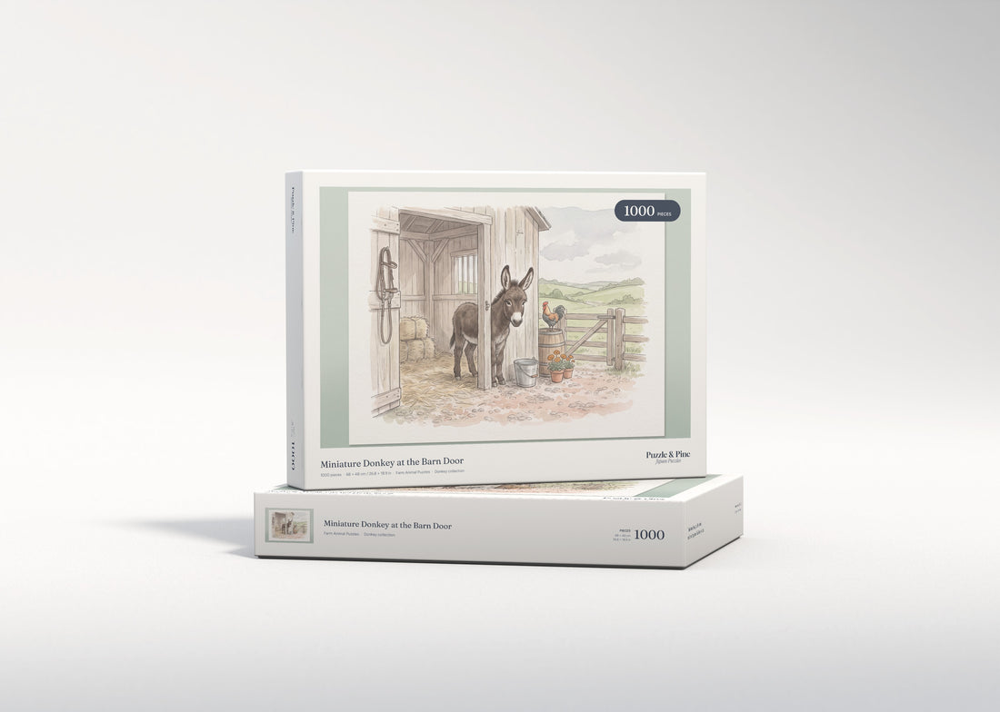 Miniature Donkey at the Barn Door jigsaw puzzle - gift box