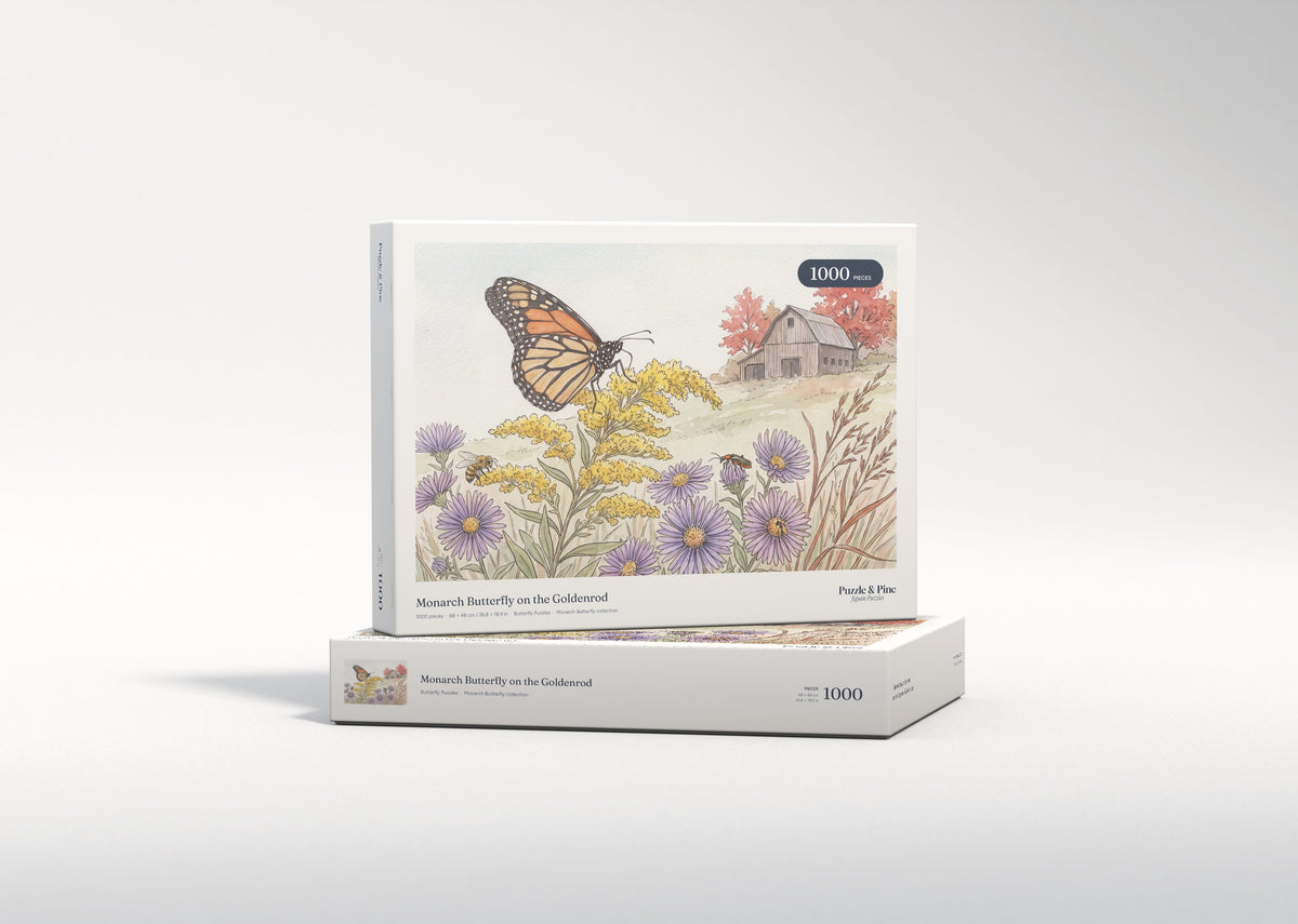 Monarch Butterfly on the Goldenrod jigsaw puzzle - gift box