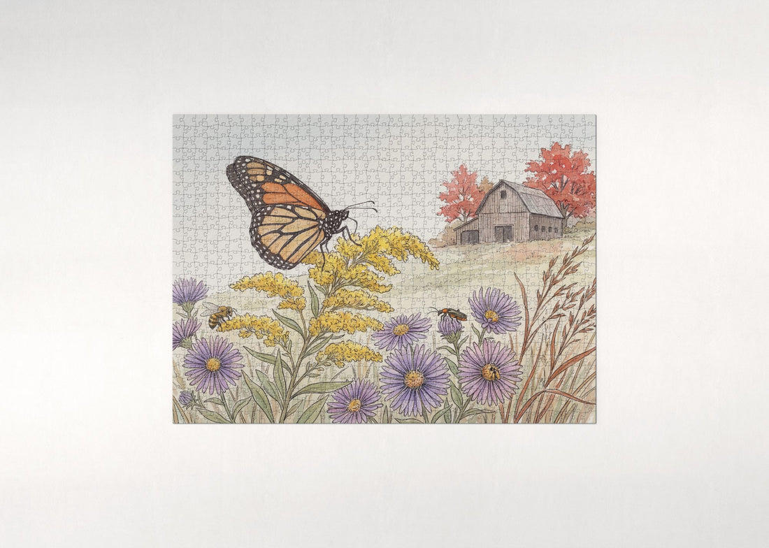 Monarch Butterfly on the Goldenrod jigsaw puzzle - gift box