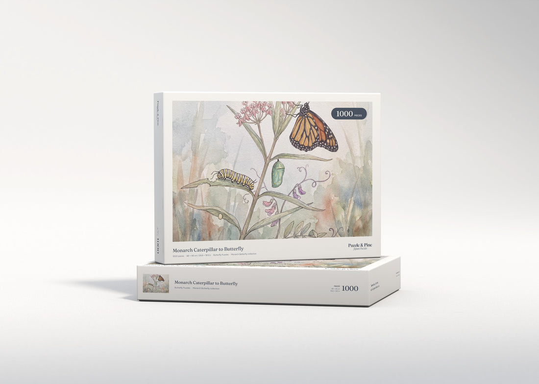 Monarch Caterpillar to Butterfly jigsaw puzzle - gift box