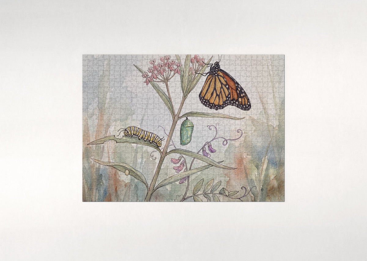 Monarch Caterpillar to Butterfly jigsaw puzzle - flat puzzle