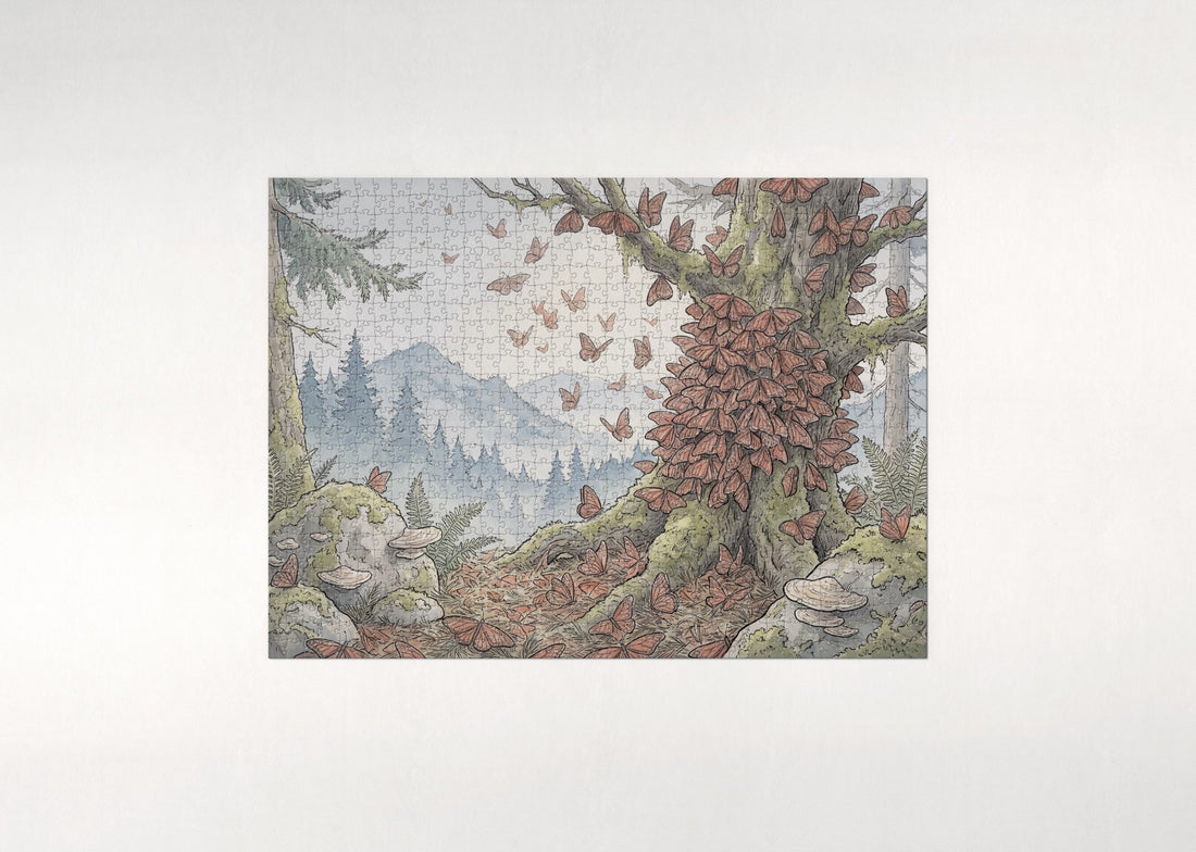 Monarch Clusters at the Mexican Sanctuary jigsaw puzzle - gift box
