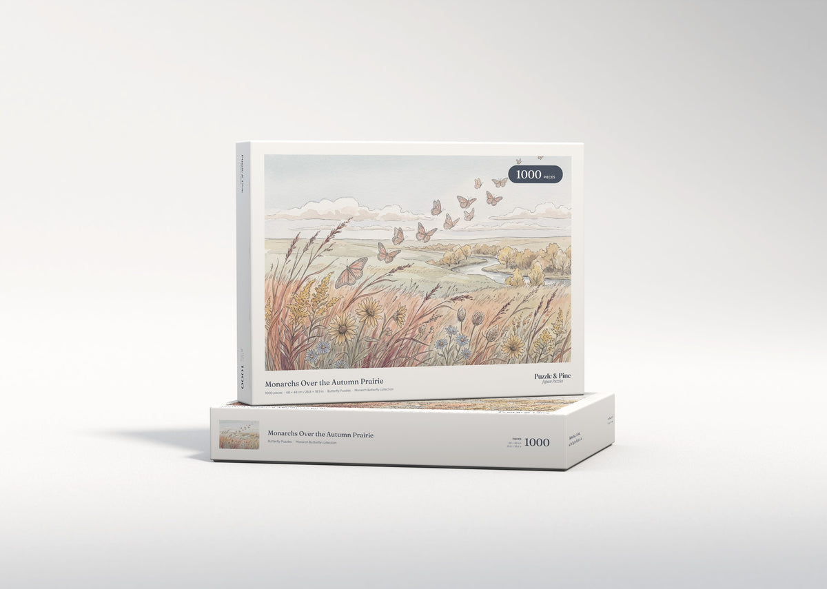 Monarchs Over the Autumn Prairie jigsaw puzzle - gift box