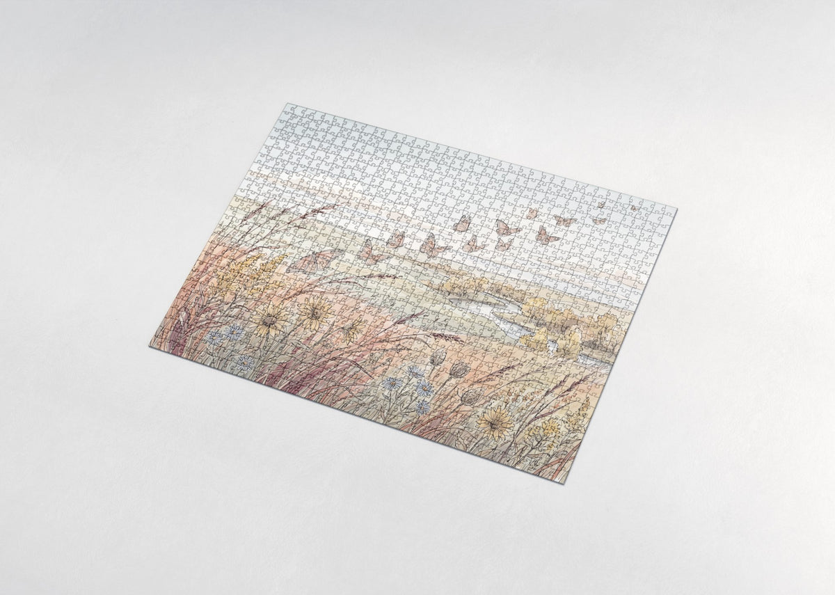 Monarchs Over the Autumn Prairie jigsaw puzzle - assembled puzzle